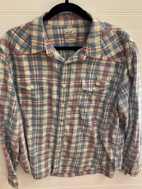 Lucky Brand Plaid Western Shirt Dual Pocket Button Up. Size: XL Pre Owned